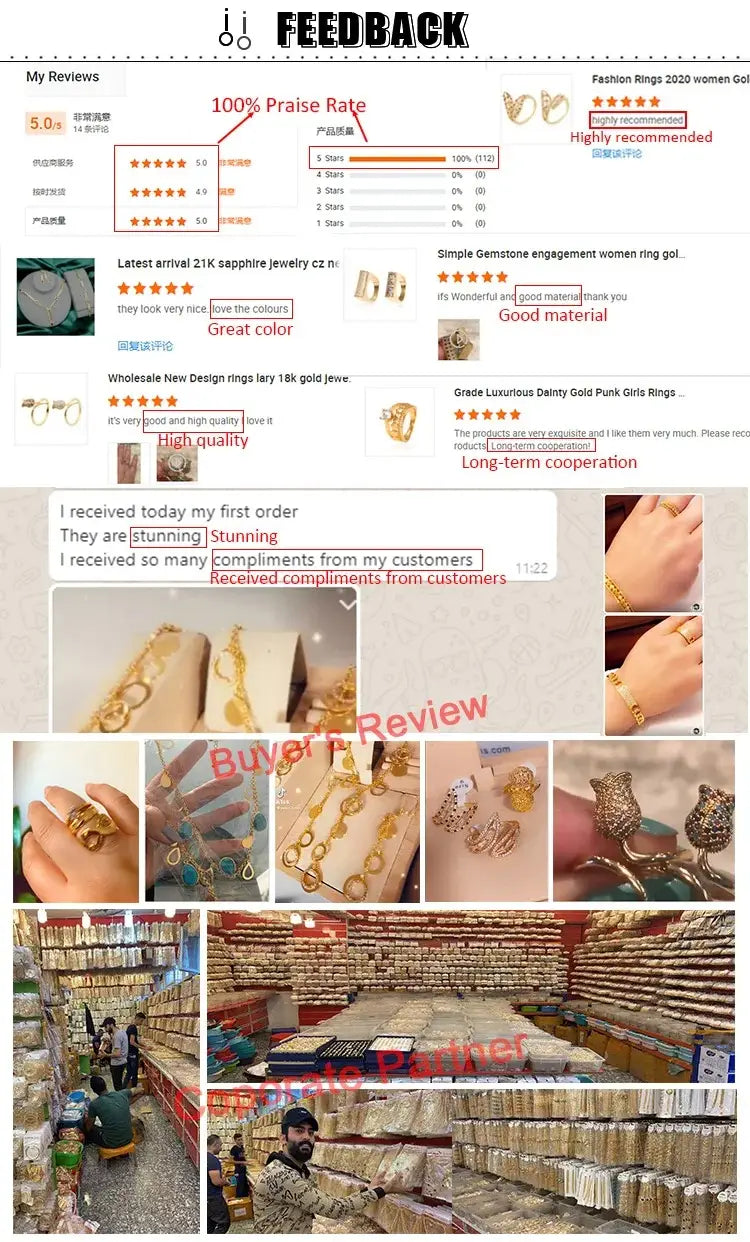 Gold flame jewelry set for women wedding party featuring gold-colored intricately designed rings displayed on fingers and in a warehouse setting.