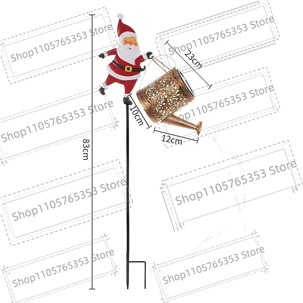 Christmas Solar Kettle Lights Garden Lawn Decorations Santa Claus Kettle Ground Lamp Solar LED Night Lights Xmas Outdoor Decor