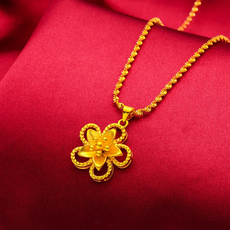 Women's Fashion Flower Pendant Necklace For Daily Wear Party Wedding Gift Brass Gold Plated Faux Gold Jewelry Accessories 2026