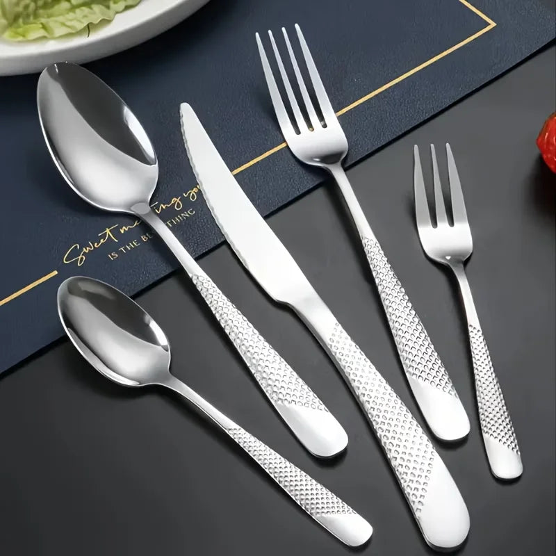 40-Piece Stainless Steel Tableware Set, Advanced Stainless Steel Kitchenware Set, Including Knives, Forks, Spoons and Tableware.