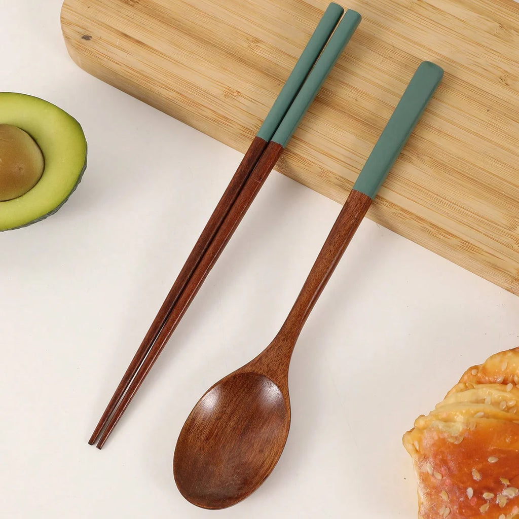 A Set of Colorful Wooden Spoons and Chopsticks Suitable for Everyday Use