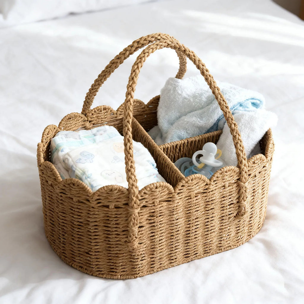 Portable Car Rope Storage Basket Baby Room Storage Box With Removable Dividers Car Diaper Organizer Bathroom Storage Basket