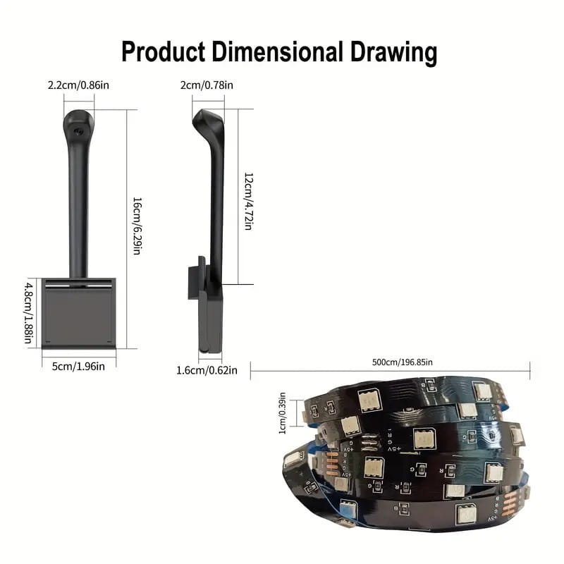 Black led tv backlight strip with integrated usb connectors and circuitry designed for flexible style smart led ambient lighting.