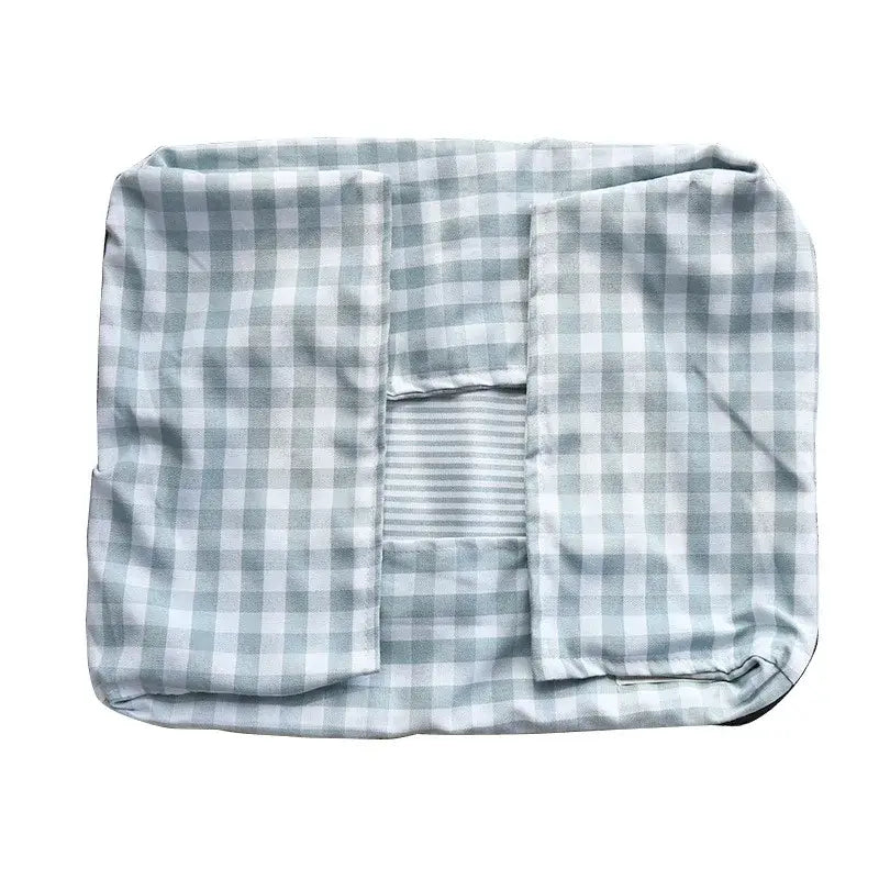 please allow a gray and white checkered cotton cushion with a central pocket featuring striped lining for the plush gingham check pet bed cotton dog sofa