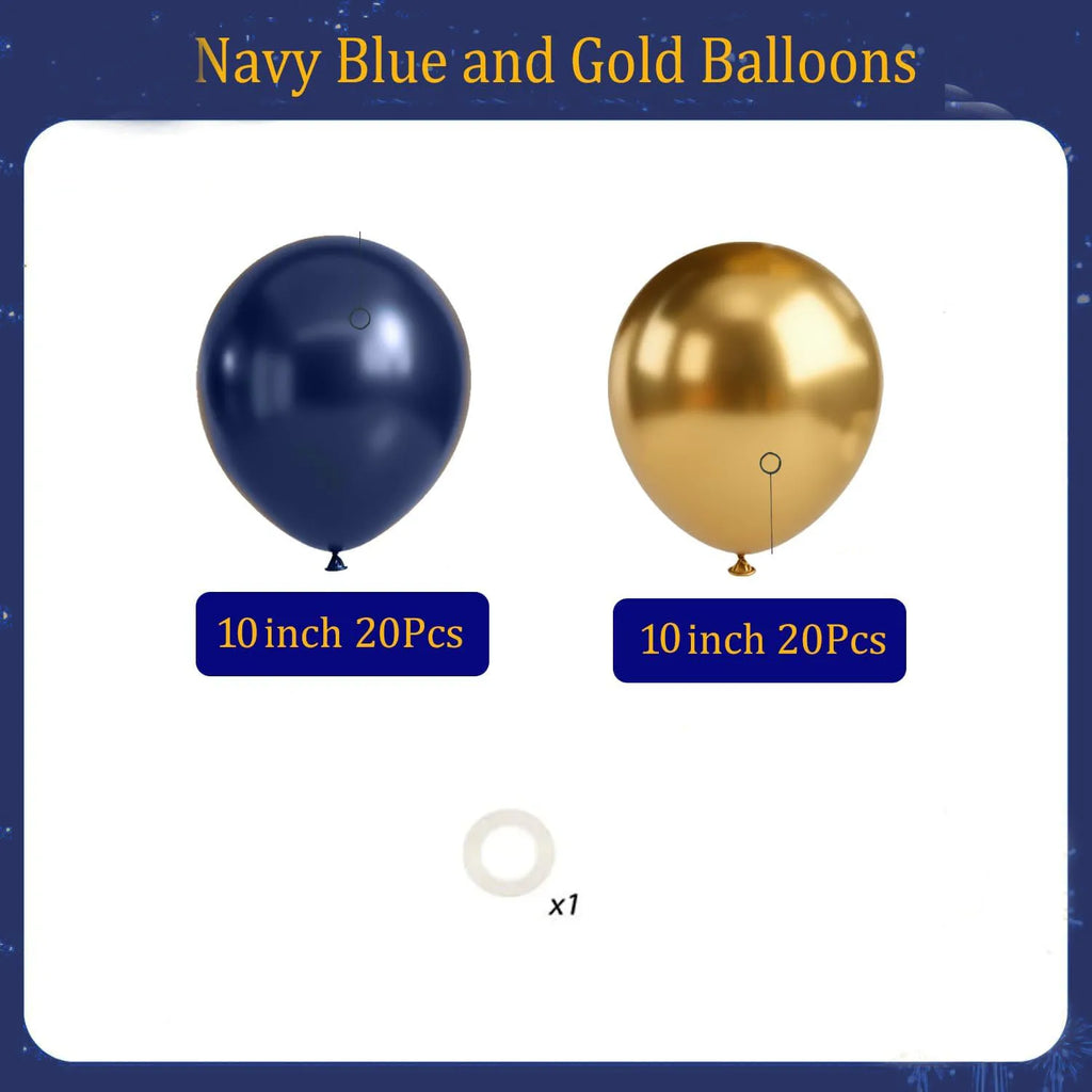 40Pcs Navy Blue and Gold Balloons Metallic Gold balloons for Anniversary Wedding New Year Birthday Party Graduation Decorations