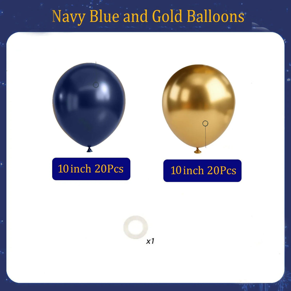 40Pcs Navy Blue and Gold Balloons Metallic Gold balloons for Anniversary Wedding New Year Birthday Party Graduation Decorations