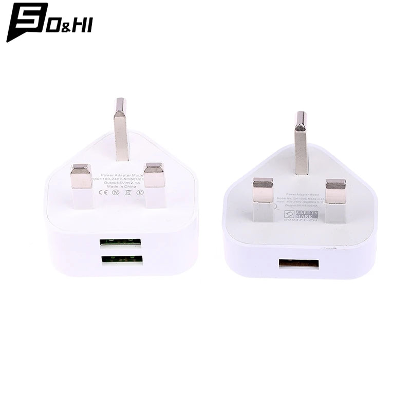 Universal UK Plug 3 Pin Wall Charger Adapter With 1/2 USB Ports Charging For Iphone 11 For Huawei Charging Charger