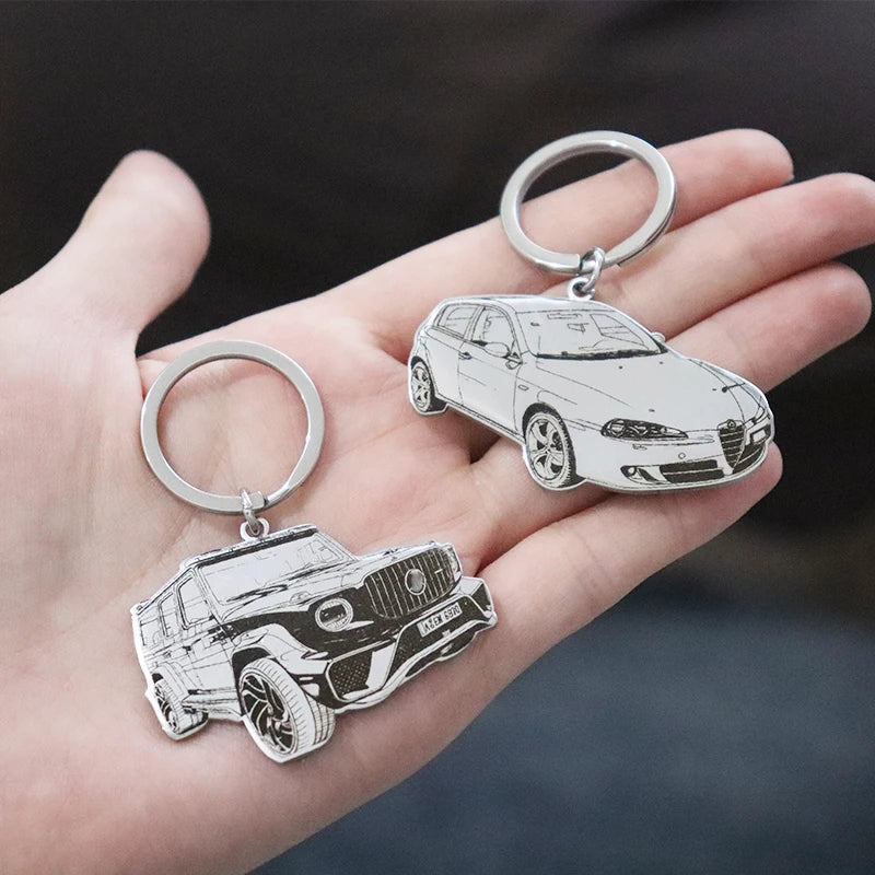 Personalized Car Photo Keychain Custom Engraved Motorcycle Picture Pendant Gifts Stainless Steel Memory Jewelry Picture Pendants
