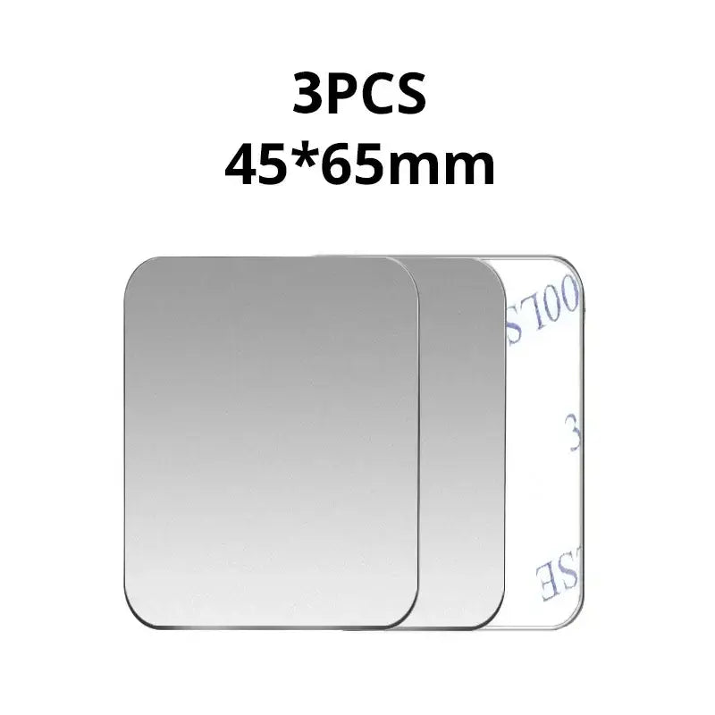 trois disques de plaque métallique rectangulaires adhésifs argentés mesurant 45 x 65 millimètres pour une utilisation dans un porte-téléphone de voiture à fixation magnétique