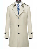 Luxury Cotton Trench Coat Men Spring Summer Trench Coats Jackets For Men Fashion Beige Long Coat Men Mens Jacket