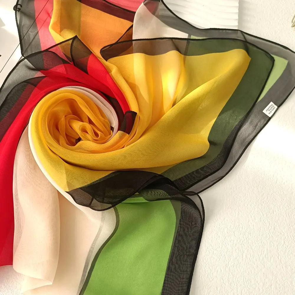 160*50cm Long Wraps Beach Sunscreen Scarves Silky Georgette Thin Soft Chiffon For Women Gradient Printing Scarf Shawls Hijab