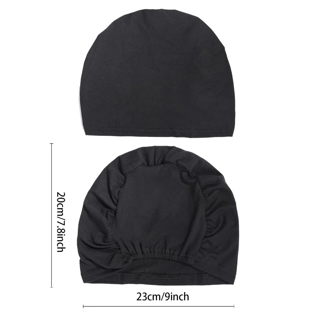 Muslim Headscarf Women's Solid Color Stretchy Turban Chemo Hat for Adult Women Hair Loss Pre Tied Skull Cover Cap