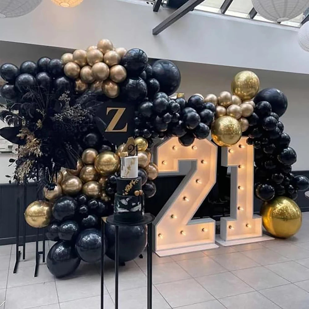 18th Birthday Party Decor Balloons Garland Black Gold Latex Balloon Arch Kit New Year Graduation Baby Shower Wedding Decoration