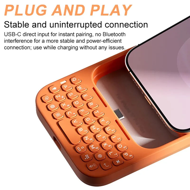 Mobile Phone Case with Keyboard Magnetic Suction All-in-One Phone Case Wired External Keyboard For iPhone 16 Pro Max 17 Pro Max