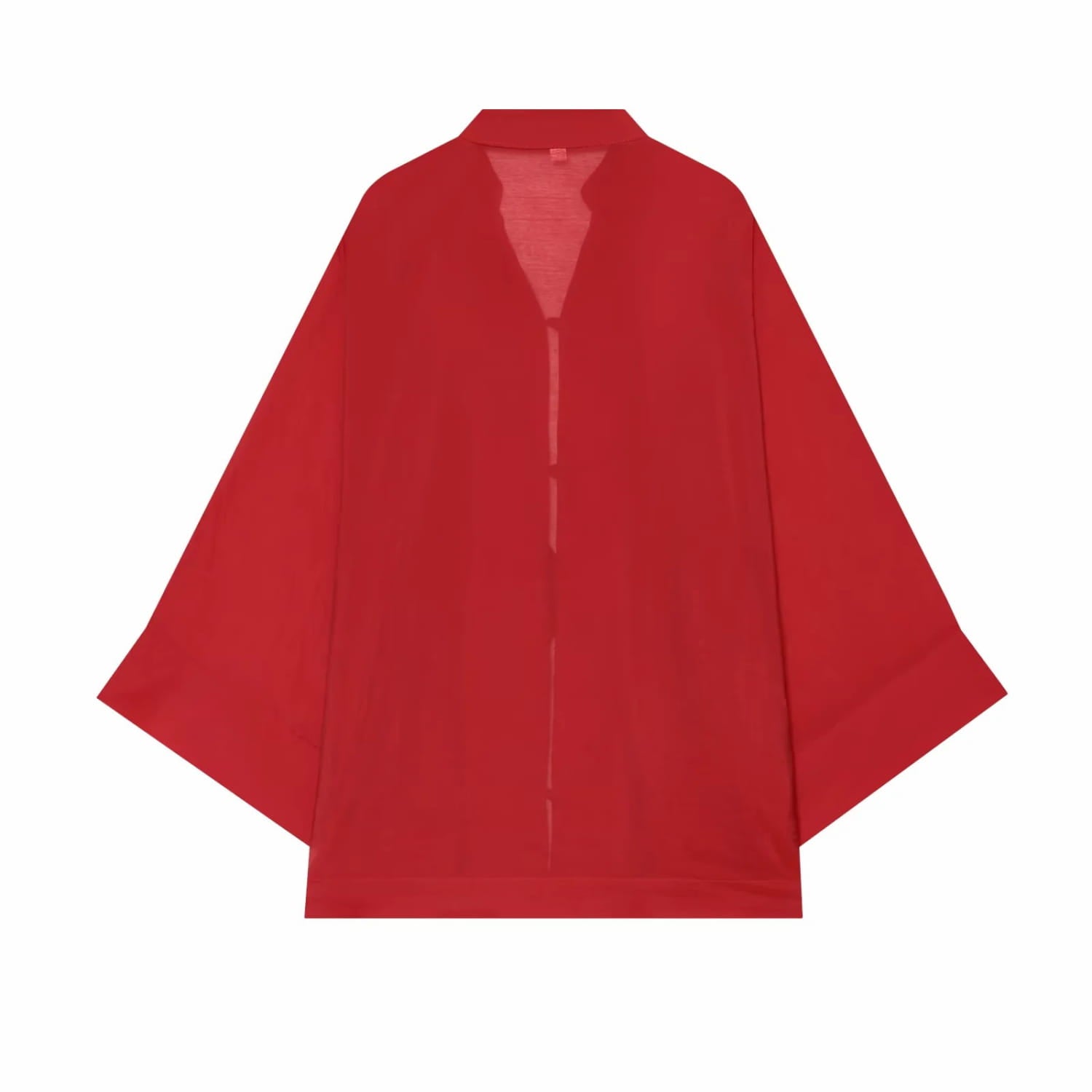 Blouse rouge vif légère et transparente à manches amples, encolure en V, pour des chemises décontractées.