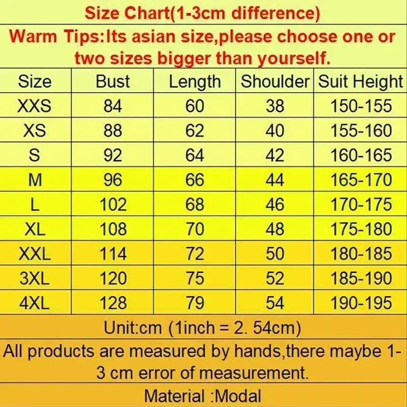 yellow size chart for modal sarcasm services funny quote graphic t shirt showing measurements in centimeters