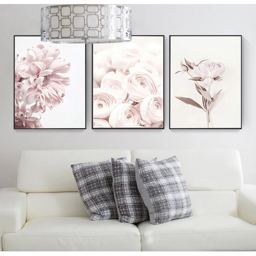 Scandinavian Living Bedroom Room Decoration Pictures Flowers Wall Art Peony Posters Floral Print Protea Rose Canvas Painting