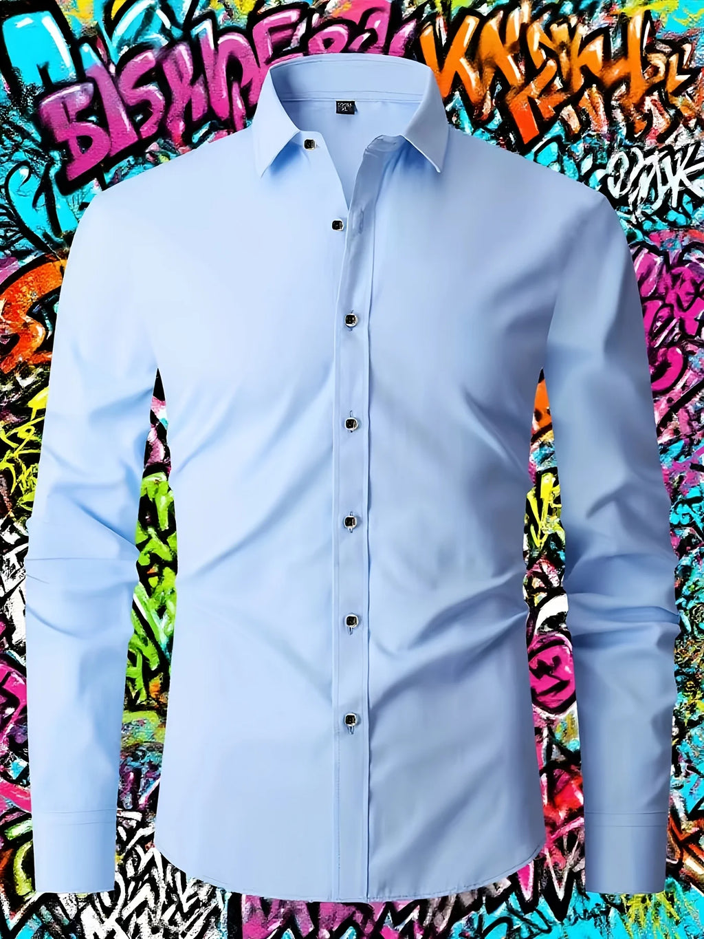 Men'S Elegant Long Sleeve Button- Shirt - Casual Polyester Fabric, Soft And Stretchy Fabric, Perfect for Outdoor Business Occasi