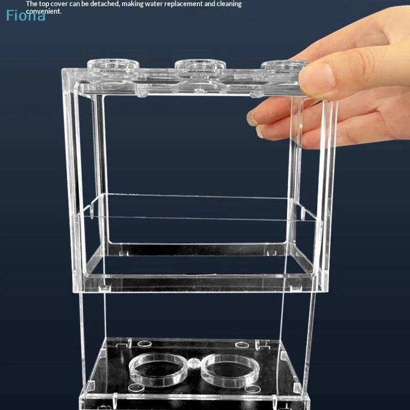 ☭Aquarium Mini Acrylic Fish Tank Reptile Pet Box Stackable Aquarium Cylinder Landscape Seaweed For Home Office Decoration