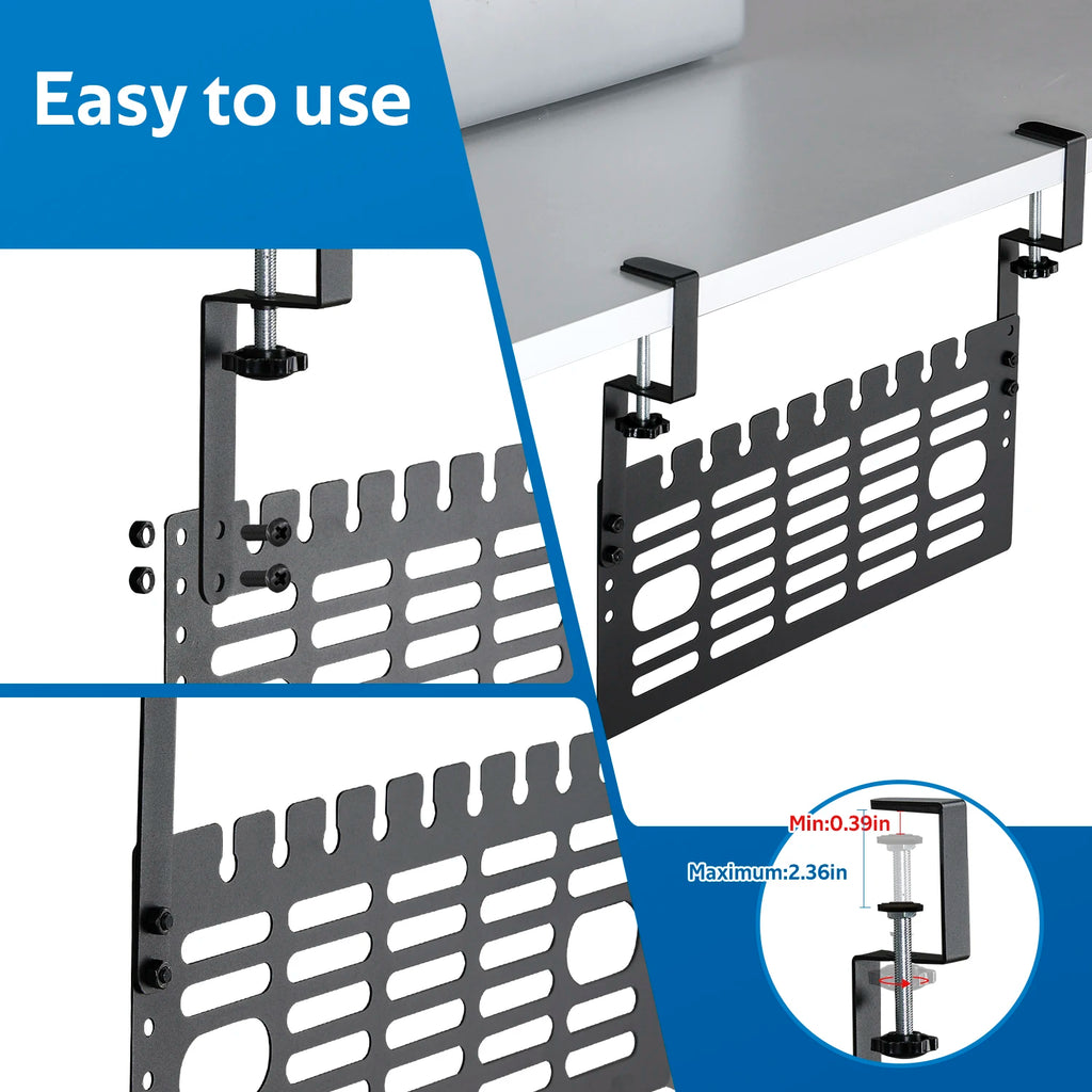 Table Cable Management Rack, No Drill, Cable Management Under the Table, Saving Space Under the Desk