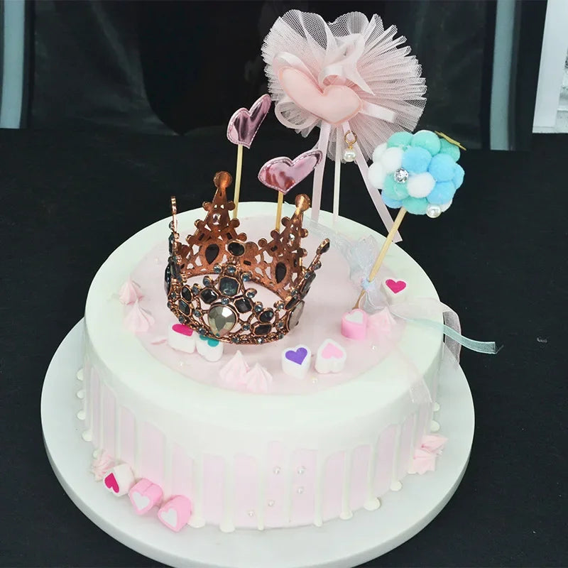 Bridal Wedding Tiaras Gold Silver Crown Boys Girls Baby Birthday Cake Topper Decoration Crystal Pearl Tiara Hair Ornaments Party