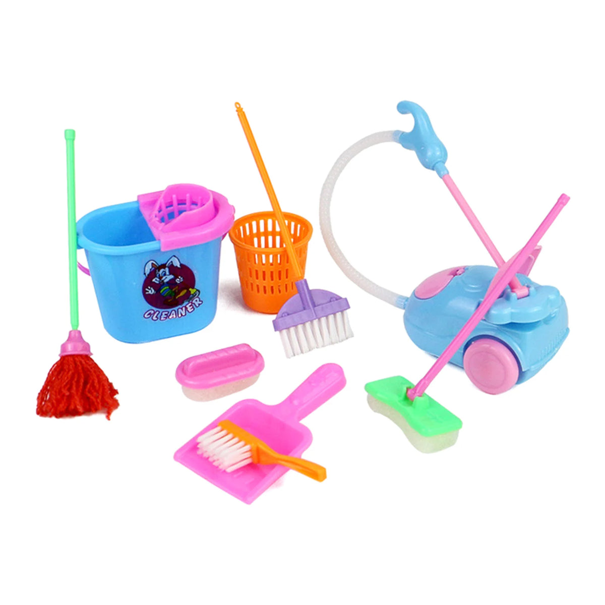 Kitchen Home Cleaning Broom Toy Bright Colors Odorless Cleaning Toy Set for Helping Children Learn about Cleaning Tools