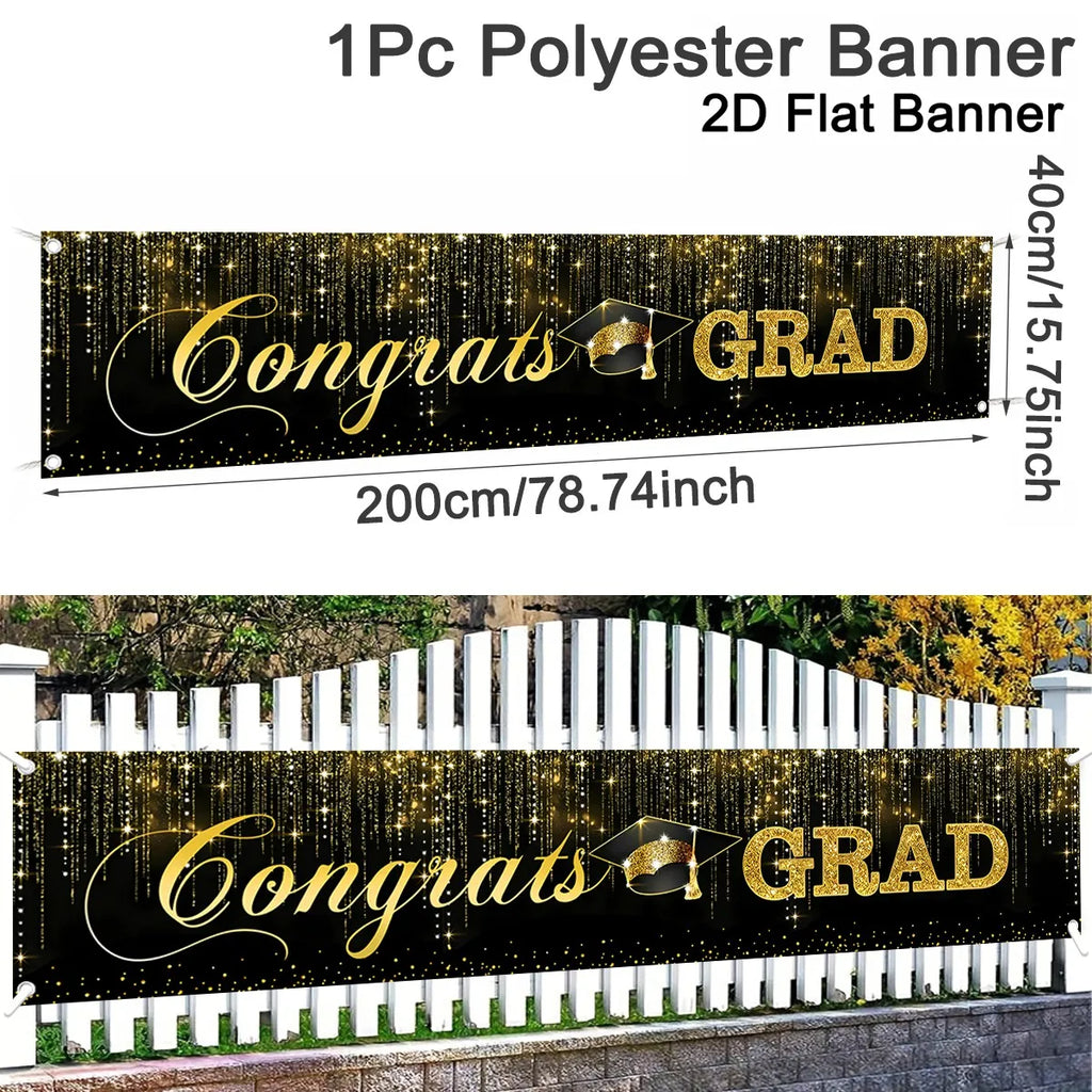 Congrats GRAD Banner Happy Graduation Banner Congratulations Graduation Backdrop Photo Props Graduation Party Supplies