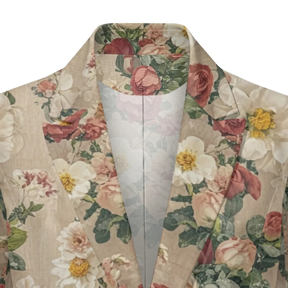 Artistic Floral Print Blazers for Women Versatile Office Spring Autumn Casual Wear Elegant Lapel Design with Functional Pockets