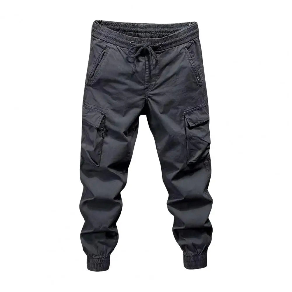 2025 M-5XL Sweatpants Men Cargo Pants Drawstring Waist Multi Pockets Overalls Ankle-banded Streetwear Hip Hop Long Trousers