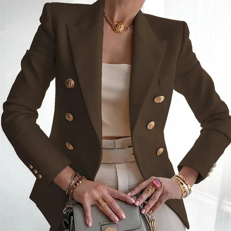Women's European American Fashion Blazer Spring Autumn Elegant Temperament Ladies Suit Coat Professional Lady Short Outerwear