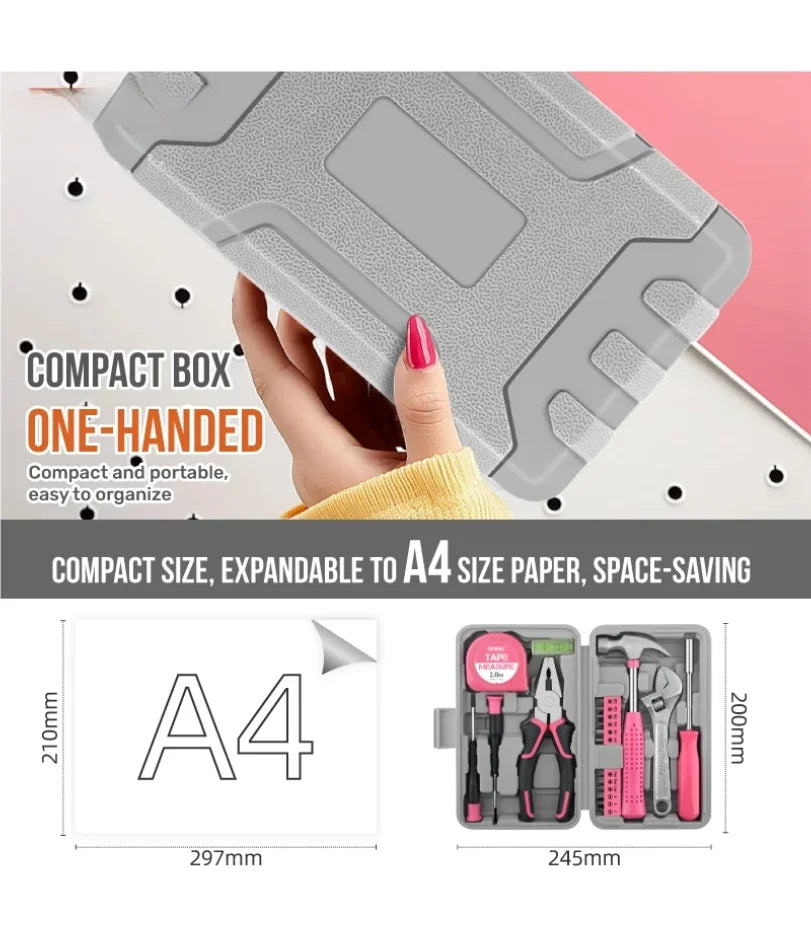 Hi-Spec Pink DIY Tool Kit with Electric Pen & CR-V Steel - Home Maintenance Hand Tools Set for Women & Car Care
