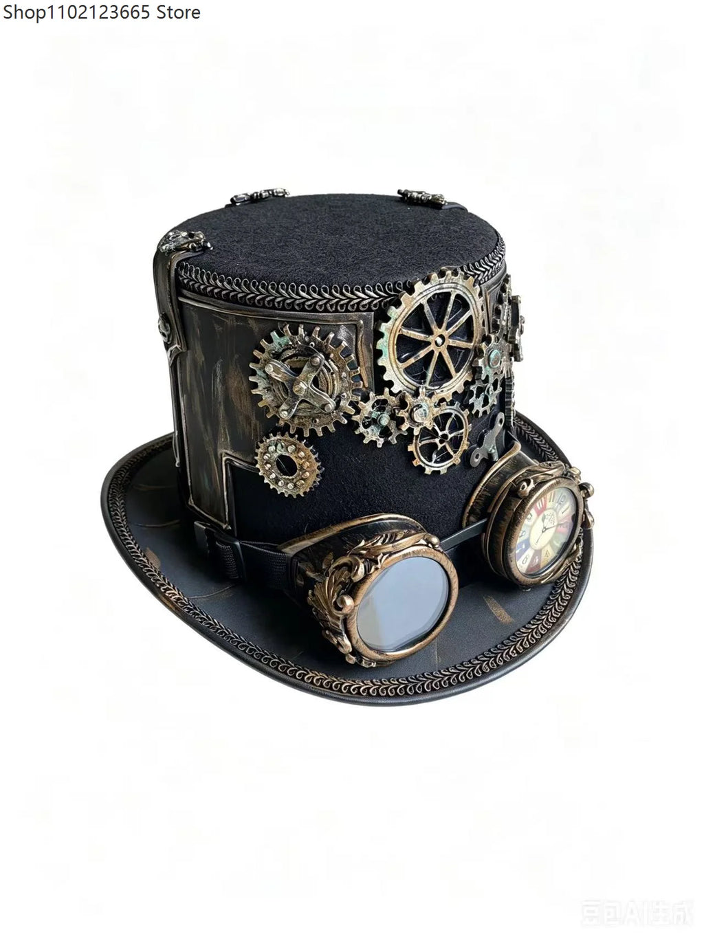 Mens Gothic Steampunk Hats Retro Costume Cosplay Top Hat With Removable Goggles Dress Up Accessories Time Traveler Costume Men