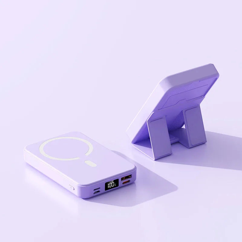 Portable Travel Charger with Phone Holder Powerbank for Magsafe iPhone AirPods pro - Wireless External Battery Power Banks