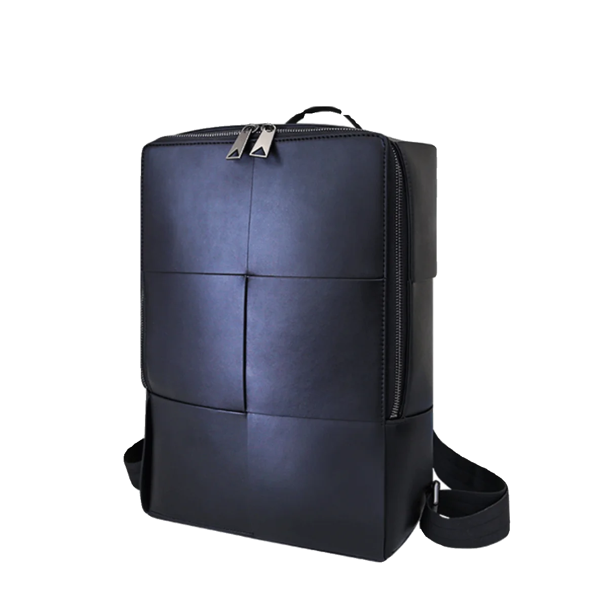 Fashionable Large Capacity Leather Woven Business Casual Travel Backpack Men's Double Shoulder Bag Leisure Pure Color Vertica...