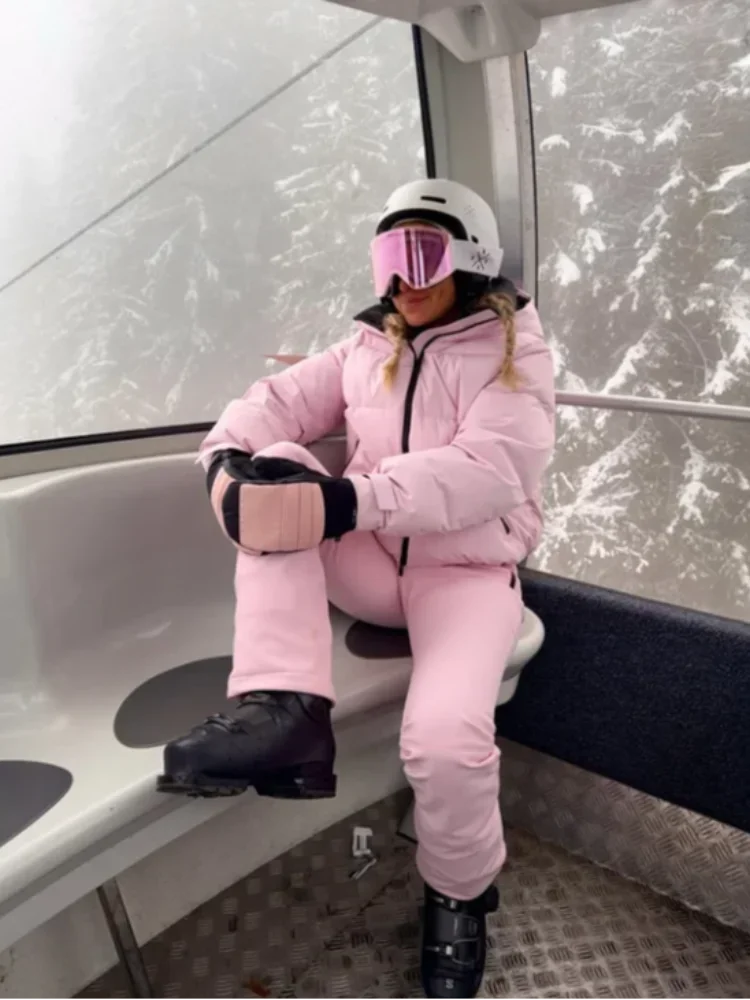 Winter Warm Hooded Ski Wear Suits For Women Windproof Waterproof Park Coat High Waist Warm Pants 2026 New Lady Snow Sportwears
