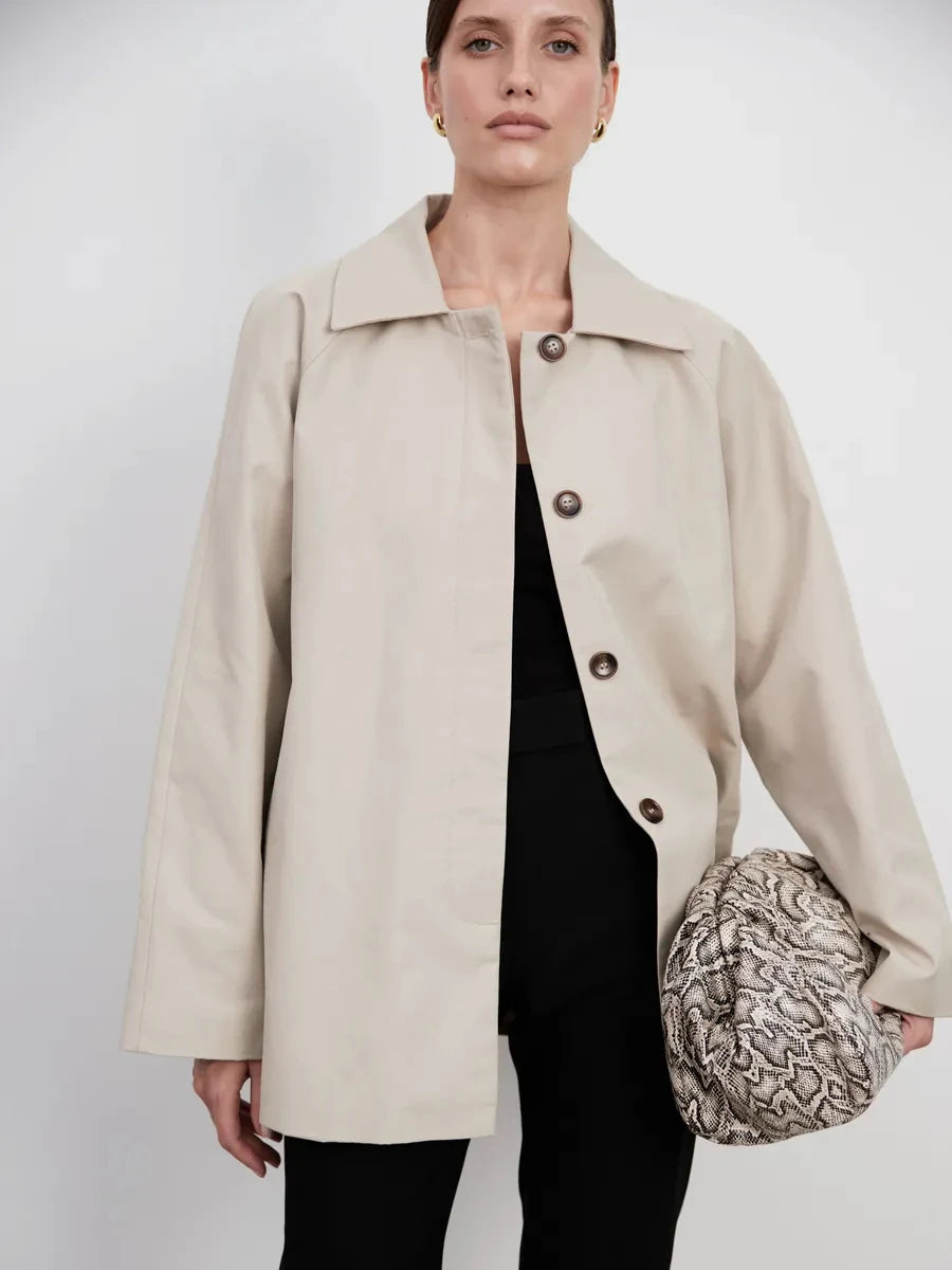 2026 Autumn Winter Women Trench Coat Cape Overlay Belted Waist Single Button Mid Length Jacket