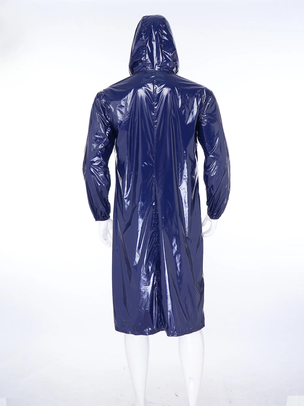 Mens Women's Raincoat Trench Hooded Coat Long Sleeve Front Zipper Lightweight Waterproof Long Jacket Workwear Camping Poncho