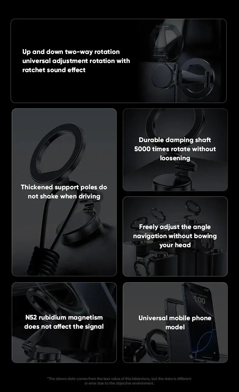 black aluminum alloy phone holder stand with adjustable angle and universal compatibility for car use