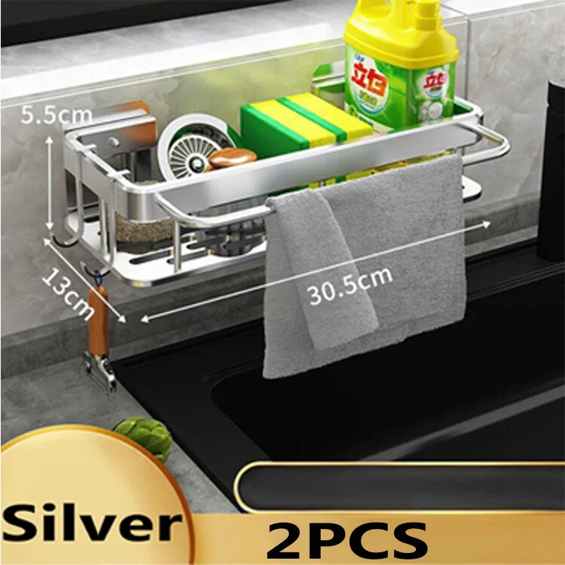 Bathroom Shelf Kitchen Storage Organizer Aluminum Alloy Shampoo Rack Shower Shelf Bathroom Accessories No Drill Shelf