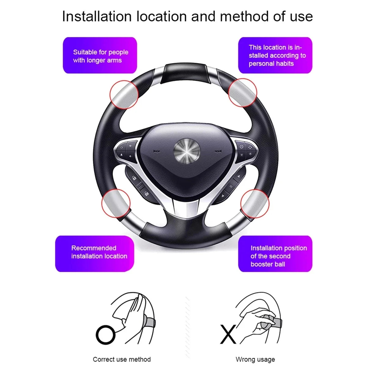 Car Accessories Steering Wheel Spinner Knob Power 360° Handle Ball Hand Control Assister Grip Turning Helper Auxiliary Booster