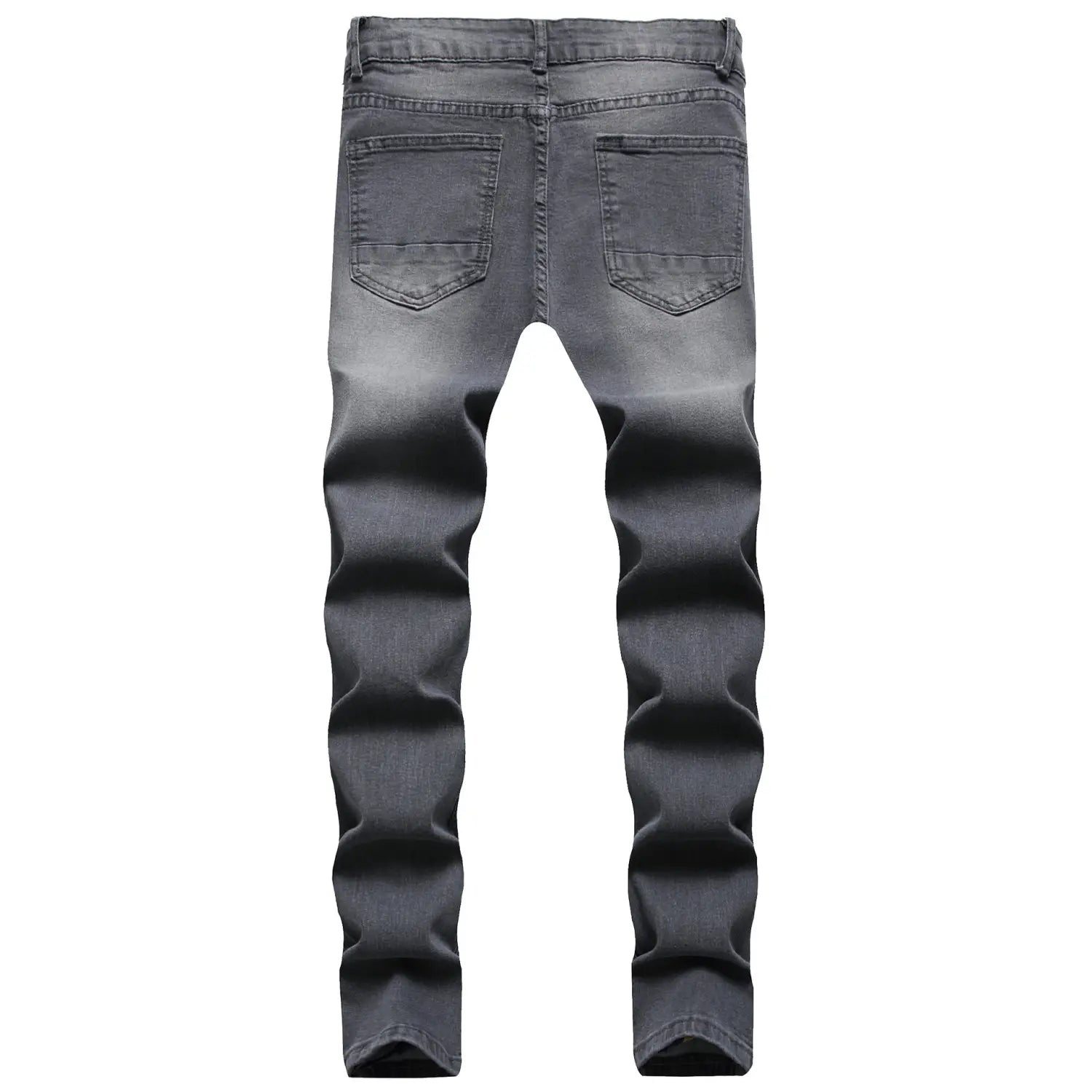 Männer rissen schmale Jeans aus dunklem Grau mit Slim-Fit, mit ausgewaschenem Effekt und klassischer Denim-Verarbeitung.
