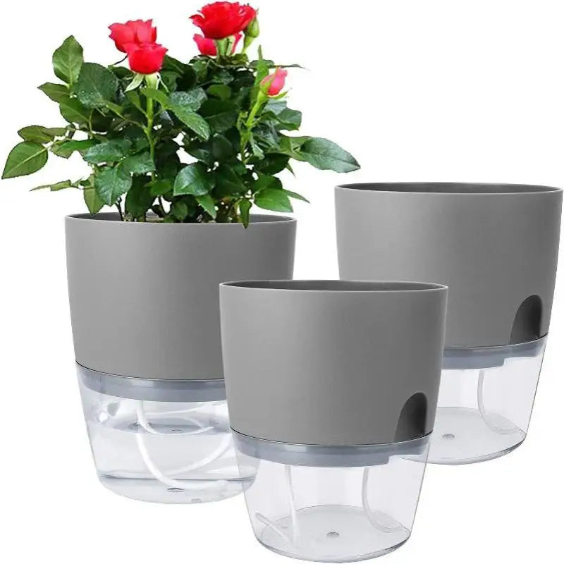 1Pcs Plastic Planters Transparent Self-Watering Plant Flower Pot Lazy Hydroponic Flowerpot Home Garden Decoraction Planters