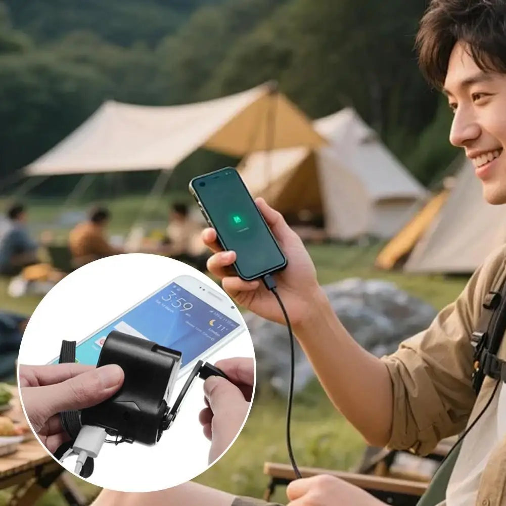 Hand Cranked Emergency Phone Charger Manual Dynamo Power Bank USB Mini Hand Crank Generator For Camping Outdoor Survival