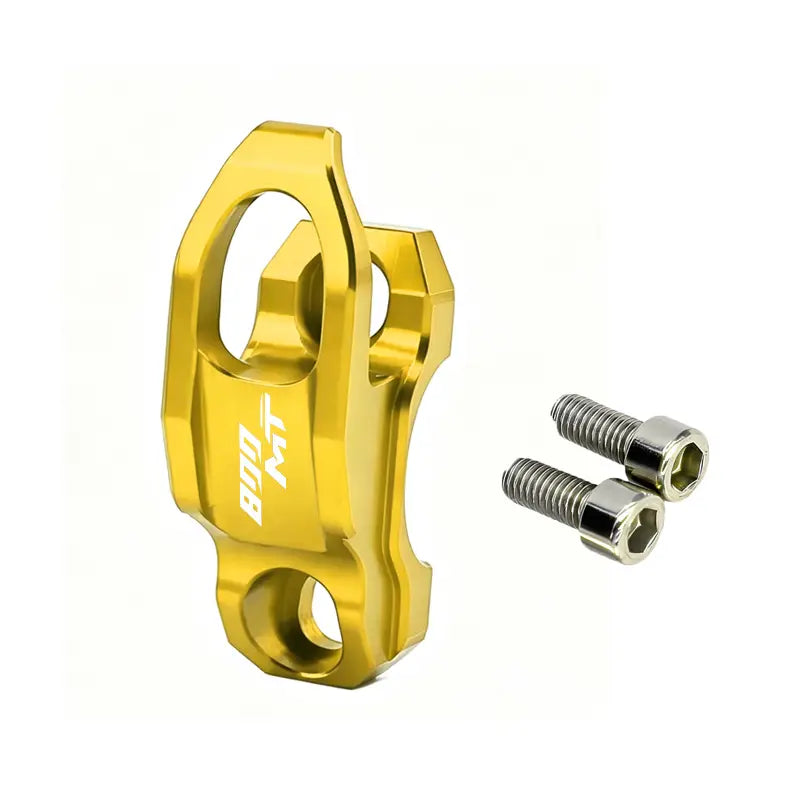 Goldfarbener Aluminium-Fahrradkabelzug-Führungsschuh mit 800-mt-Branding für Cfmoto 800mt Lenker-Helmhalter-Haken.