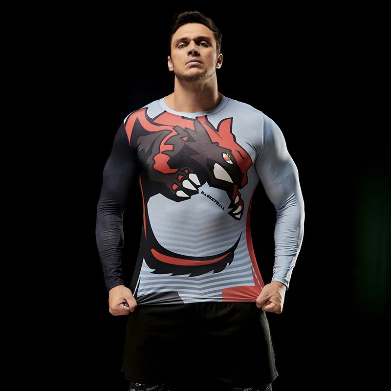 Men's High Quality Breathable Fabric Compression Polyester Tee Long Sleeve Activewear For Gym Running