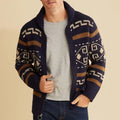 Winter Sweaters Cardigan Men Vintage Jacquard Kintted Jacket Knitwear Fashion Shawl Collar Zipper Casual Thick Cardigans Jersey
