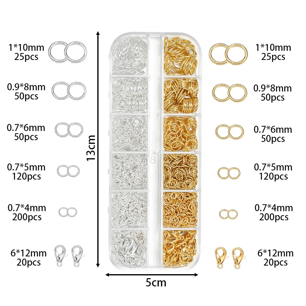DIY Box Jewelry Findings Kits Open Jump Rings Lobster Clasps HooksPliers Tweezers for DlY Bracelet Necklace Jewelry Making
