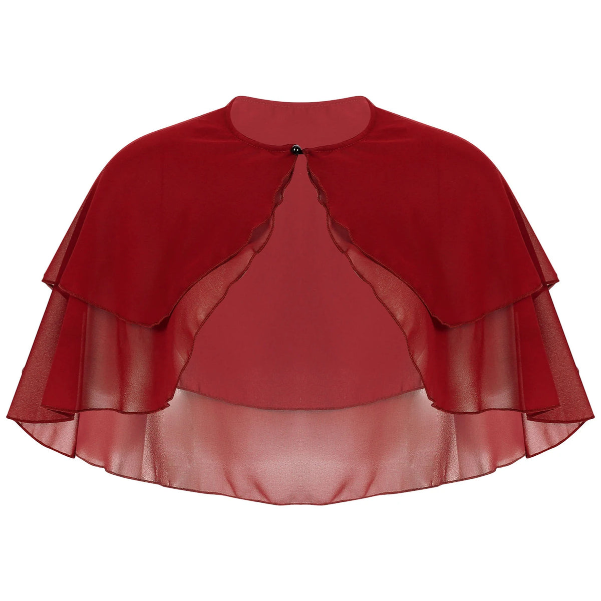 Women Elegant Solid Color Chiffon Shawl Ruffle 2-Layer Chiffon Wraps Bolero Wedding Birthday Evening Party Dress Cape Outerwear