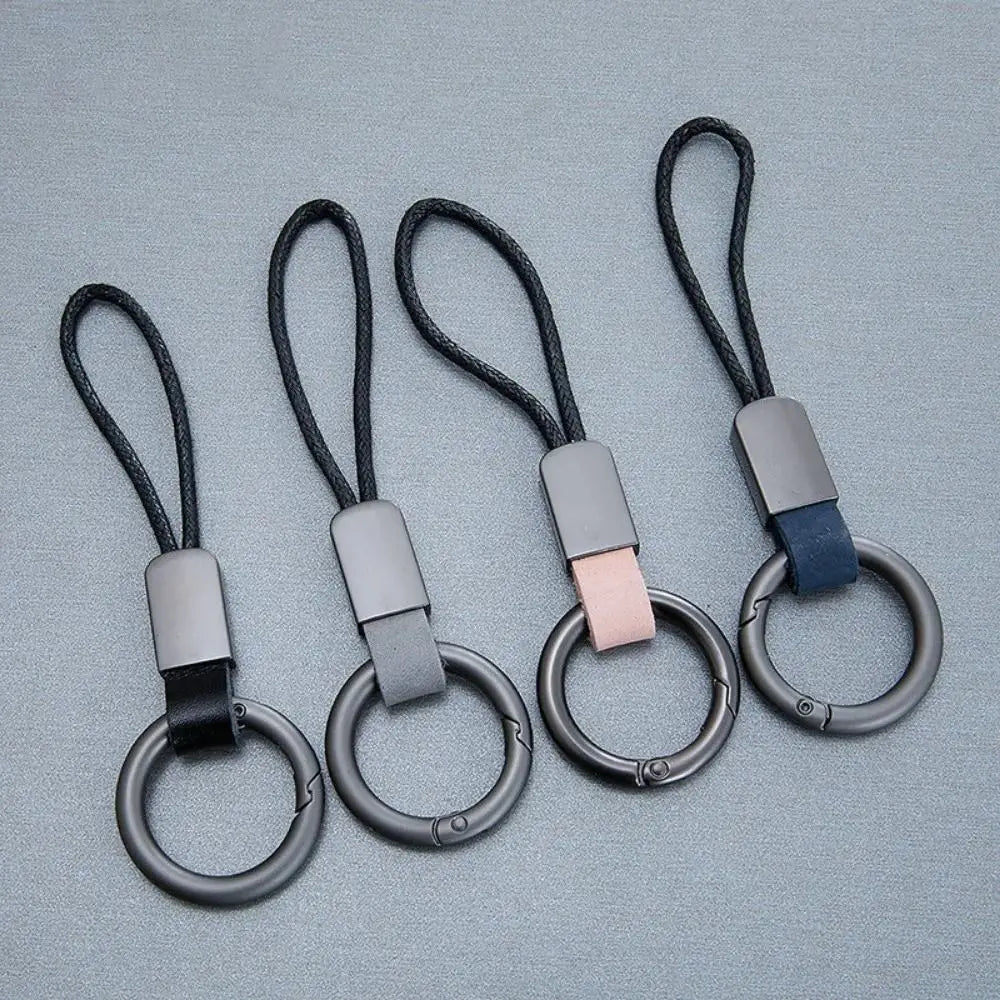 Alloy Leather Fur Keychain Anti-Lost Carabiner Holder Leather Waist Hanging Key Chain Business Style Multifunctional