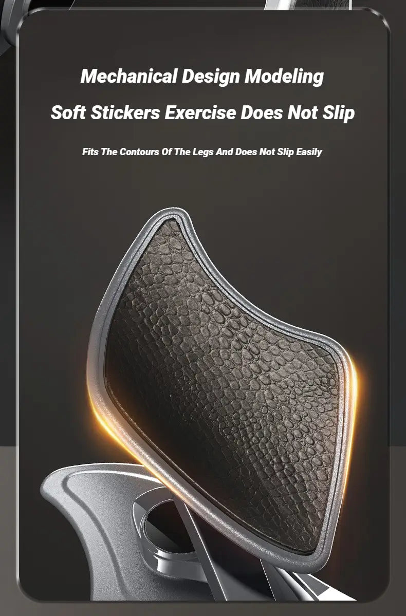 Entraîneur de muscles du plancher pelvien, appareil de Kegel intelligent, présentant un autocollant de maintien de jambe adhésif texturé noir avec un cadre métallisé élégant.